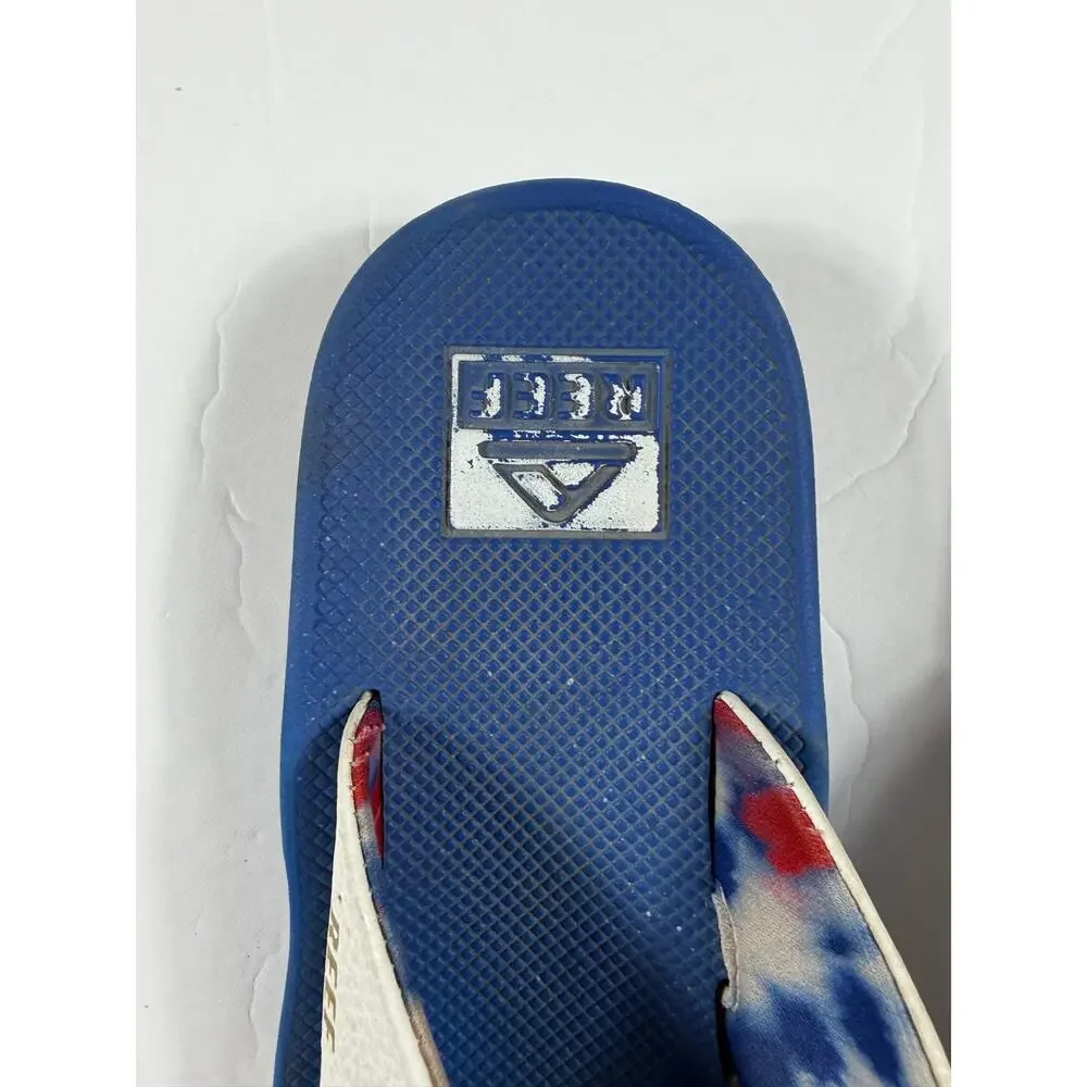 REEF Kids Fanning Patriotic Red White Blue Flip Flop Sandals Size 4 big kid